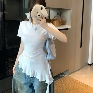 Áo Thun Bigsize Nữ Ôm Nhún Eo  Phối Bèo, Co Giãn Thoải Mái, Thời Trang Trẻ Trung Bigsize 55-92kg A286