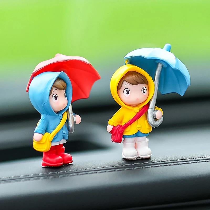 4 Chiếc Ô Dễ Thương Cặp Đôi Ô Tô Trang Trí Nội Thất Ô Tô Nhân Vật Hành Động Gương Chiếu Hậu Tự Động Bảng Điều Khiển Đồ Trang Trí Quà Tặng Mini Phụ Kiện