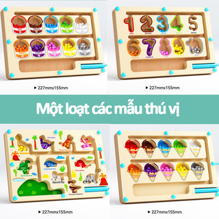 【BabyJoy】Bảng Mê Cung Montessori Bằng Gỗ Nam Châm,bảng mê cung chuyển hạt nam châm bang bút từ,Đồ chơi giáo dục sớm