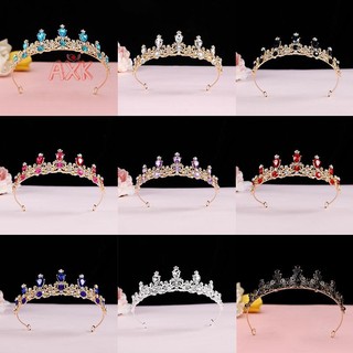 [AXK] Vương miện tiara pha lê nhiều màu sắc cho cô dâu, phù hợp tiệc cưới