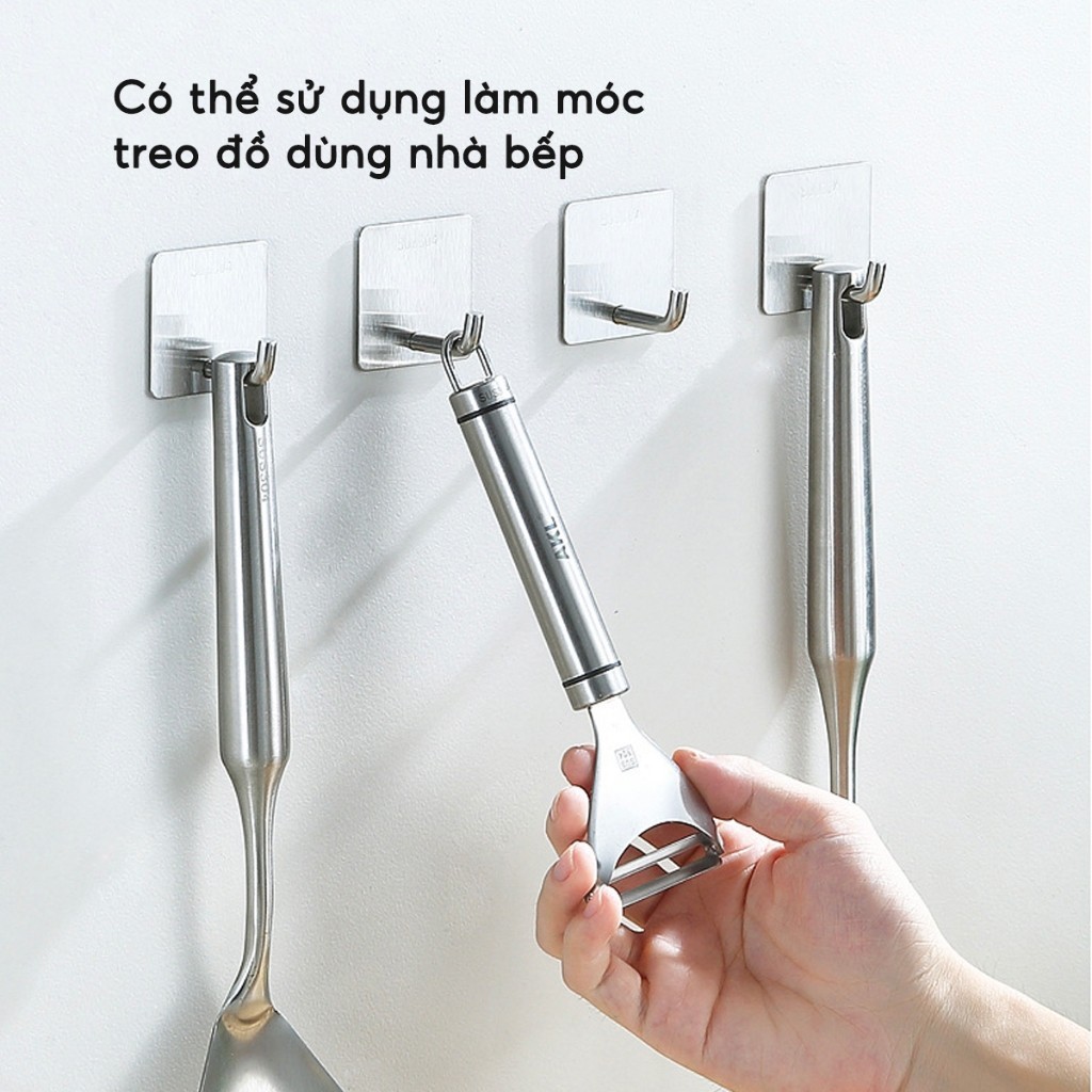 COMBO 5 Móc dán tường chịu lực inox 304 Móc treo đồ đa năng quần áo đồ dùng tiện ích