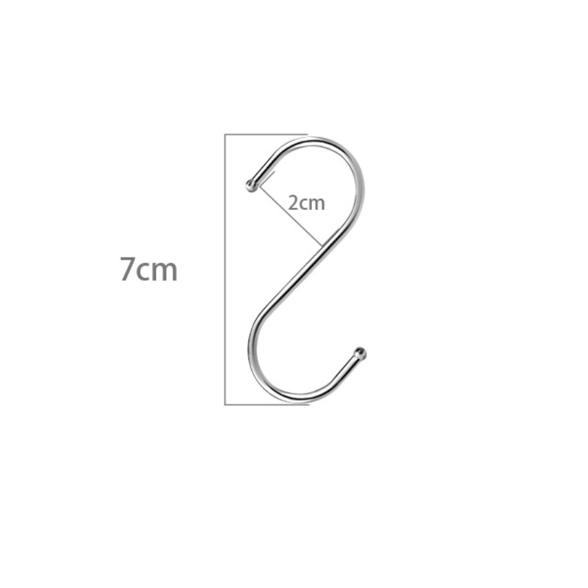 2 Chiếc Móc Thép Không Gỉ Hình Chữ S Móc Nhà Bếp Đầu Bóng Thép Hình Chữ S Móc Lớn Thép Không Gỉ S-Hook Schoolbag S-