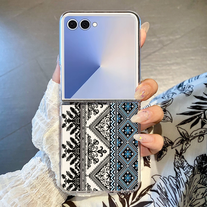 Vintage Totem Họa Tiết Trong Suốt Vỏ Điện Thoại Cho Samsung Galaxy Z Flip 7 Flip 6 Flip 5 Flip 4 Flip 3 5G Cứng PC Gấp Dành Cho Samsung Z Flip 7 6 5 4 3