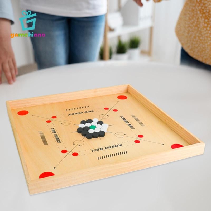 Bộ Carrom gamchiano bằng gỗ 18 x 18 inch, trò chơi bàn thử thách vui nhộn cho mọi lứa tuổi