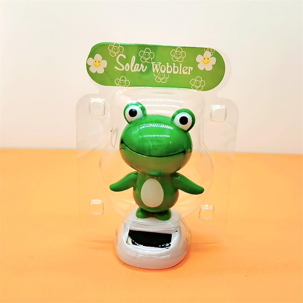 Bobble Head Ếch Chạy Bằng Năng Lượng Mặt Trời Trang Trí Xe Hơi Dễ Thương Lắc Đầu Trang Trí Hoạt Hình Bảng Điều Khiển Trang Trí Cửa Sổ pomervn