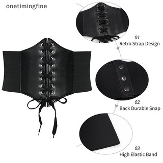 Onetimingfine Da PU Rộng Giảm Béo Thắt Lưng Có Thể Điều Chỉnh Eo Corset Cho Nữ Trang Trí VN