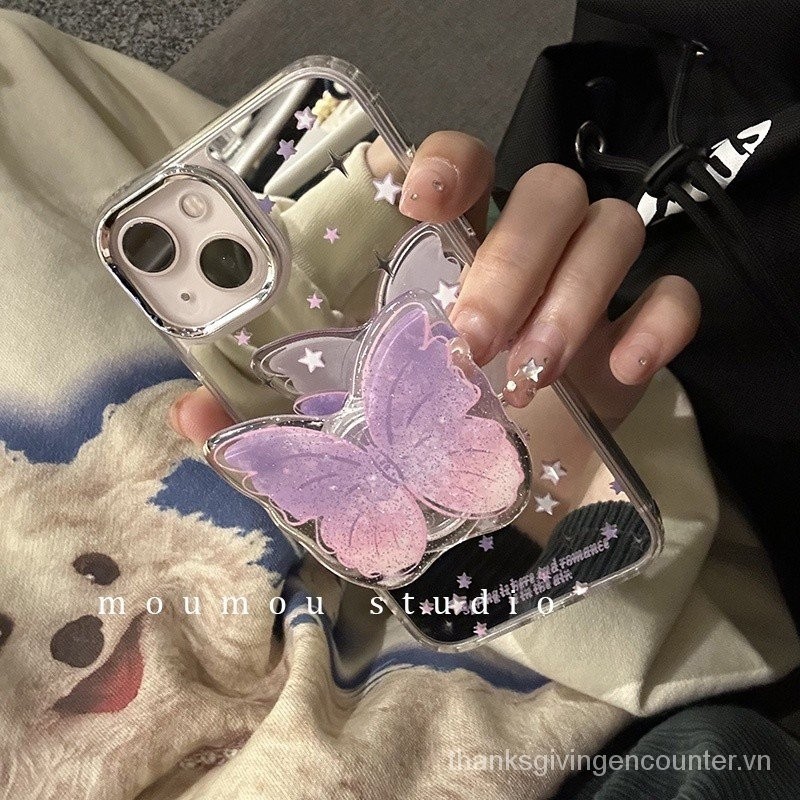 Huiwanju Moumou studio gương bướm thích hợp cho Apple 14 iPhone 13 vỏ điện thoại 12 promax girl CFMY