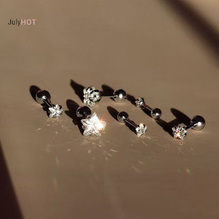 Julyhot 316L Thép Không Gỉ Xoắn Ngôi Sao Bông Tai Nữ 1 Xu Hướng Zircon Lobe Tai Sụn Trang Sức Phụ Kiện Cơ Thể Massivedeals