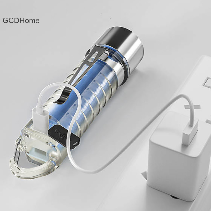 Gcdhome Smile LED Đèn pin sạc mạnh mẽ Siêu sáng al Móc khóa Cảnh báo ngoài trời Trang chủ HOT
