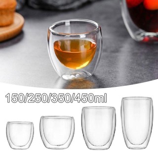 SAVORBOX 150 / 250 / 350 / 450ml Cốc cà phê trong suốt, Cốc thủy tinh hai lớp chịu nhiệt đồ uống, Cốc bia thủy tinh Borosilicate cao