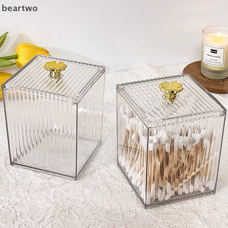 < Beartwo > Hộp đựng đồ trang điểm Acrylic Hộp đựng khăn bông trang sức mỹ phẩm Hộp đựng bông cho tổ chức phòng tắm Đẹp