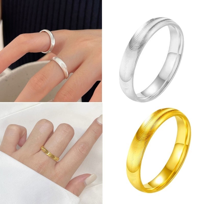 Delicate Cats Eye Ripples Waved Rings Stainless Steel Fashion Jewelry for Women