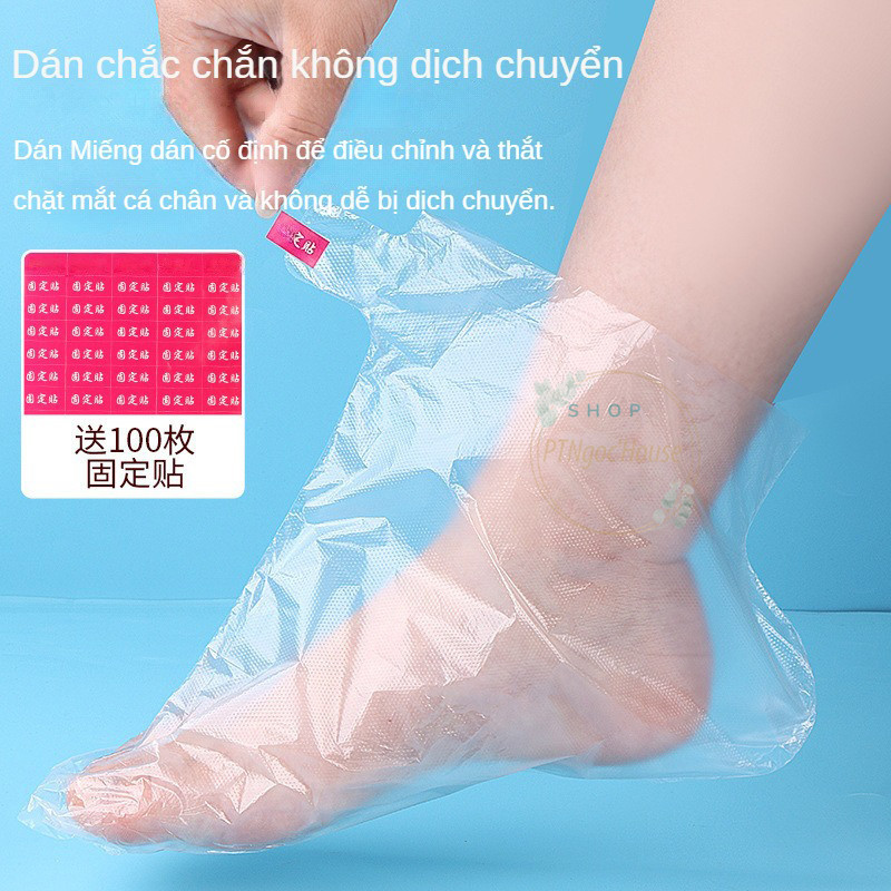 Set 100 Màng Bọc Chân Trong Suốt Chống Nứt Nẻ Chống Nước Dùng Một Lần Kèm Nhãn Dán Cố Định Dưỡng Ẩm
