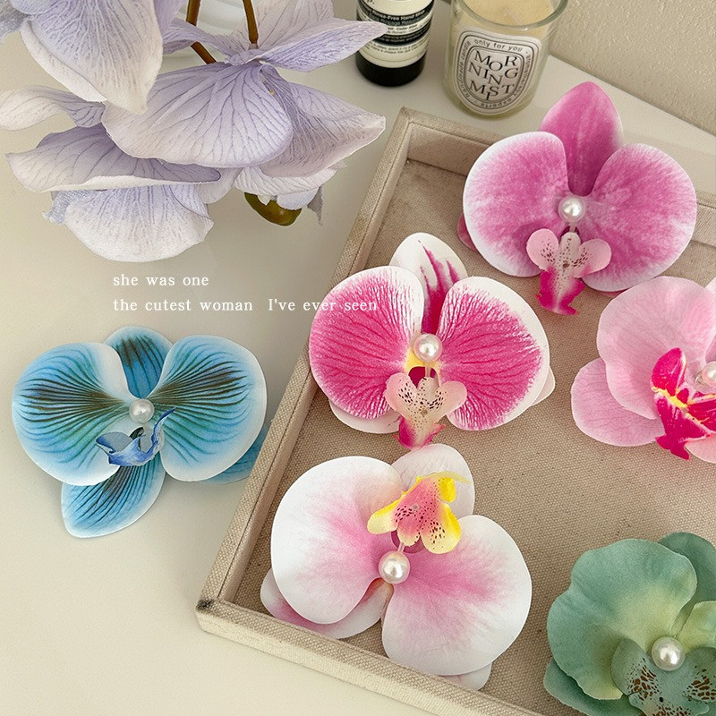 [Yunyuan] Không Khí Cao Cấp Hào Quang Phalaenopsis Hoa Kẹp Tóc Cô Gái Trái Tim Bên Kẹp Tóc Trang Trí Hình Hoa Mũ Đội Đầu