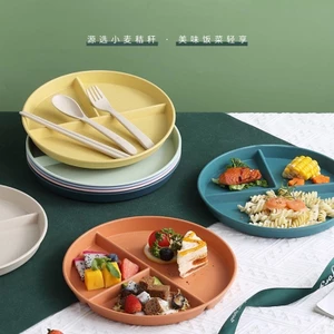 Khay ăn kiêng chia ba ngăn bằng lúa mạch an toàn cho sức khỏe 22cm