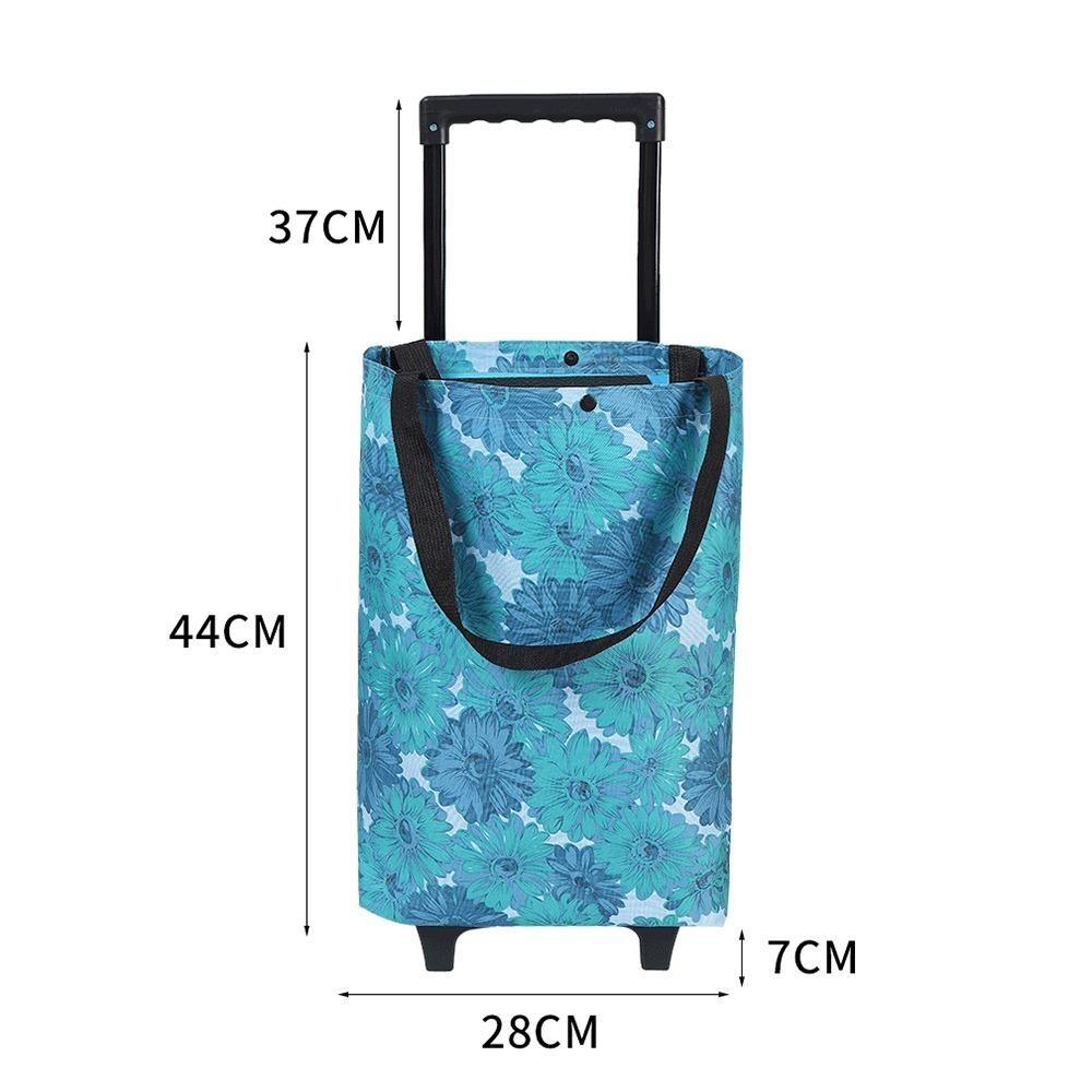 Giỏ hàng có thể gập lại HOBBYIN, Túi xe đẩy chống nước có tay cầm bằng kính thiên văn, di động có dây đeo tay Phim hoạt hình Xe mua sắm có bánh xe có thể tái sử dụng Xe đẩy leo cầu thang mua sắm du lịch
