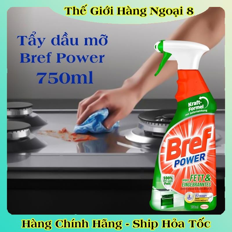Chai xịt tẩy dầu mỡ nhà bếp Bref Power dùng được cho máy hút mùi, lò nướng của Đức