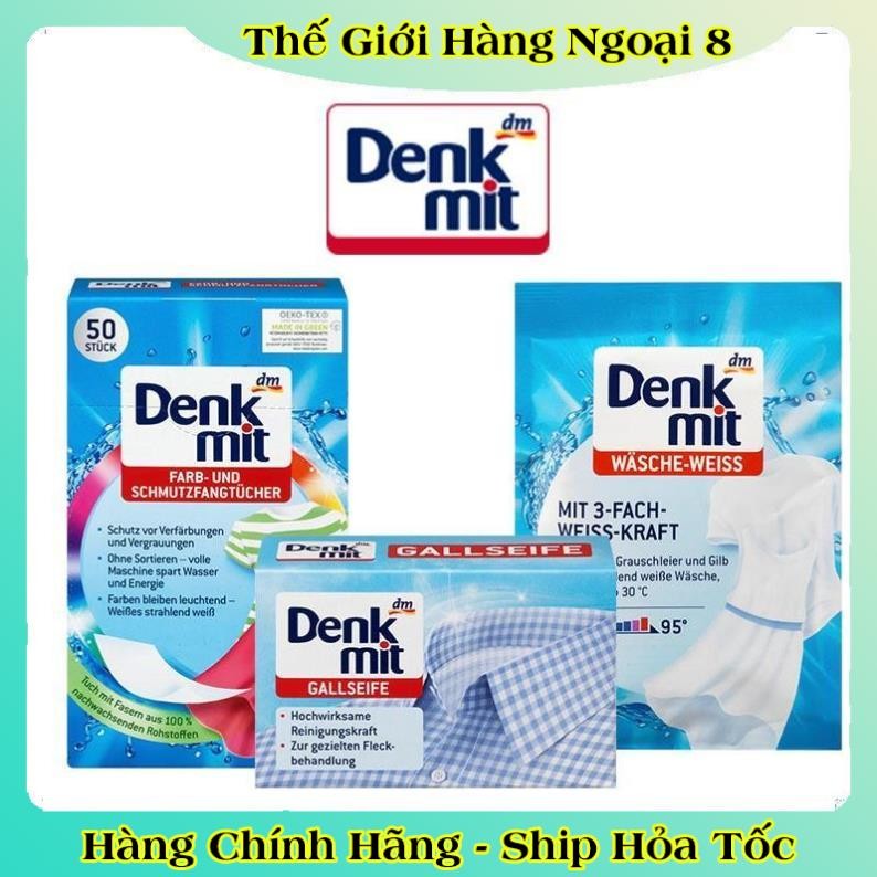 Giấy tẩy trắng quần áo, bột tẩy trắng, bánh xà phòng cổ áo và giáy chống phai màu Denkmit  của Đức