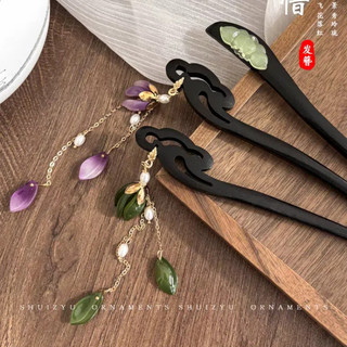 Màu Đá Quý Tinh Tế Kẹp Tóc Bé Gái Màu Đen Phụ Kiện Tóc Bằng Gỗ