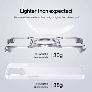 [JLK] Magnetic Metal Aluminium Alloy Frameless Phone Case For iPhone 14 13 15 Pro Max With 360° Stand Anti Drop Shockproof Metal Cover
