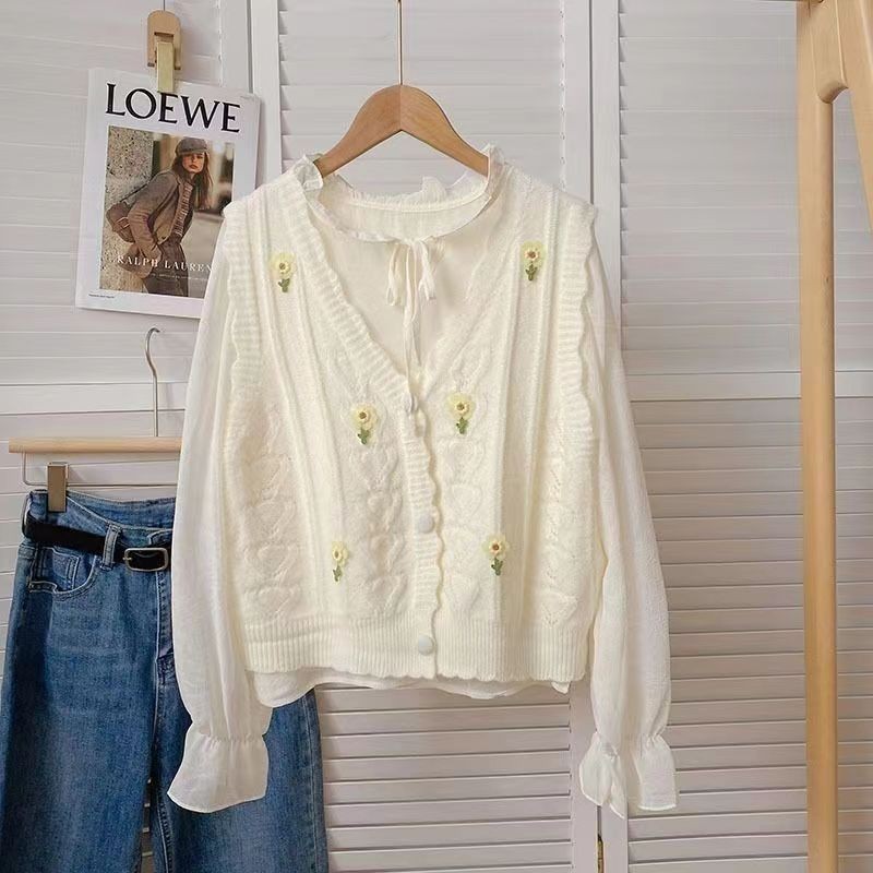 Áo Vest Nữ Thêu Hoa Dệt Kim Mới Rời Phong Cách Phương Tây Không Tay Xu Hướng