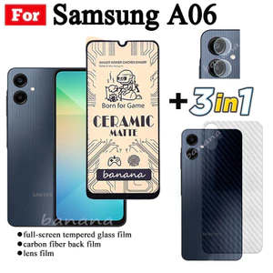 Kính cường lực gốm 3 TRONG 1 Samsung A06 cho Samsung Galaxy A06 Ống kính máy ảnh Kính bảo vệ màn hình và mặt sau