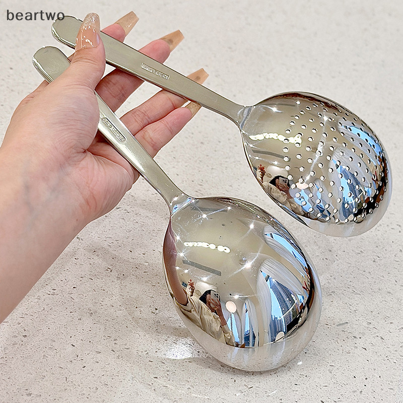 < Beartwo > Chốt Inox Để Phục Vụ Súp Cơm Thìa Phục Vụ Lỗ Thoát Nước Tay Cầm Cách Nhiệt Dụng Cụ Nhà Bếp Để Sử Dụng Hàng Ngày Đẹp