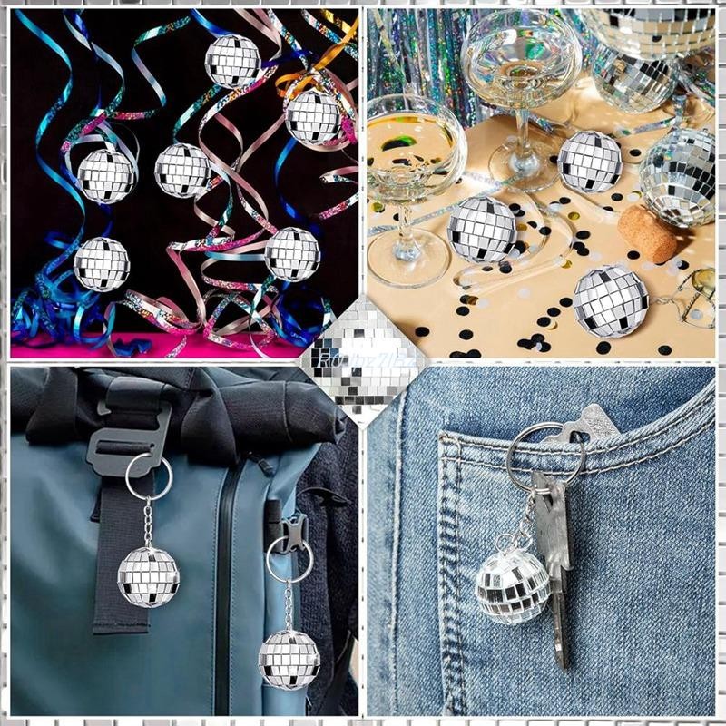 Bộ 50 Mini Disco Ball Móc Khóa, Gương Disco Ball Số Lượng Lớn Móc Khóa Đảng Ủng Hộ Cho 70s 80 Disco Dự Tiệc Cung Cấp
