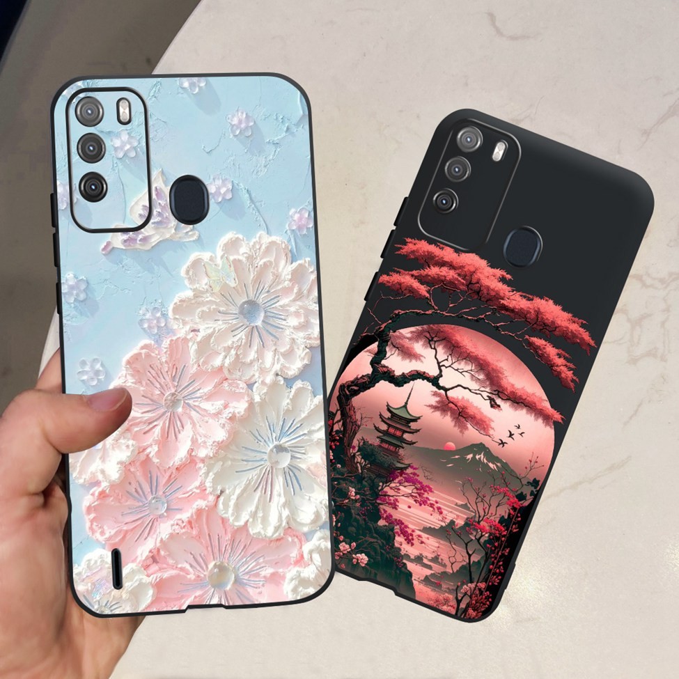 Ốp lưng ITEL S16 Vision 1Pro Hoa thẩm mỹ Vỏ điện thoại silicon màu đen hình gấu trúc dễ thương ITEL Vision 1 Pro