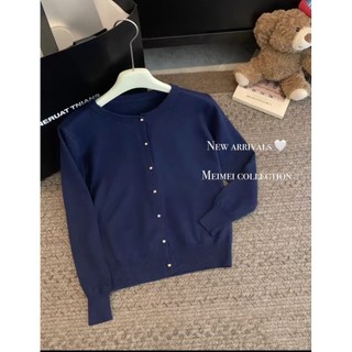 Áo Khoác Cardigan dệt kim cổ tròn áo mặc trong dễ phối tôn dáng rộng rãi mẫu mới mùa thu cho nữ