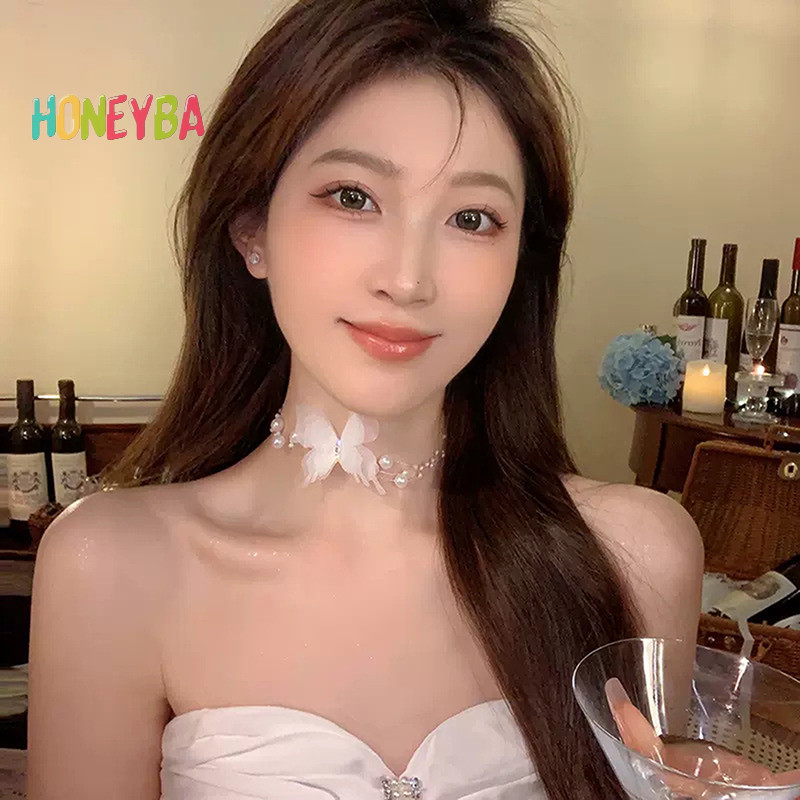 < Honeyba > Vòng Cổ Choker Ngọc Trai Trắng Cho Nữ Ngọt Ngào Giả Ngọc Trai Xương Đòn Dây Chuyền Cổ Vòng Cổ Trang Sức Cưới Quà Tặng