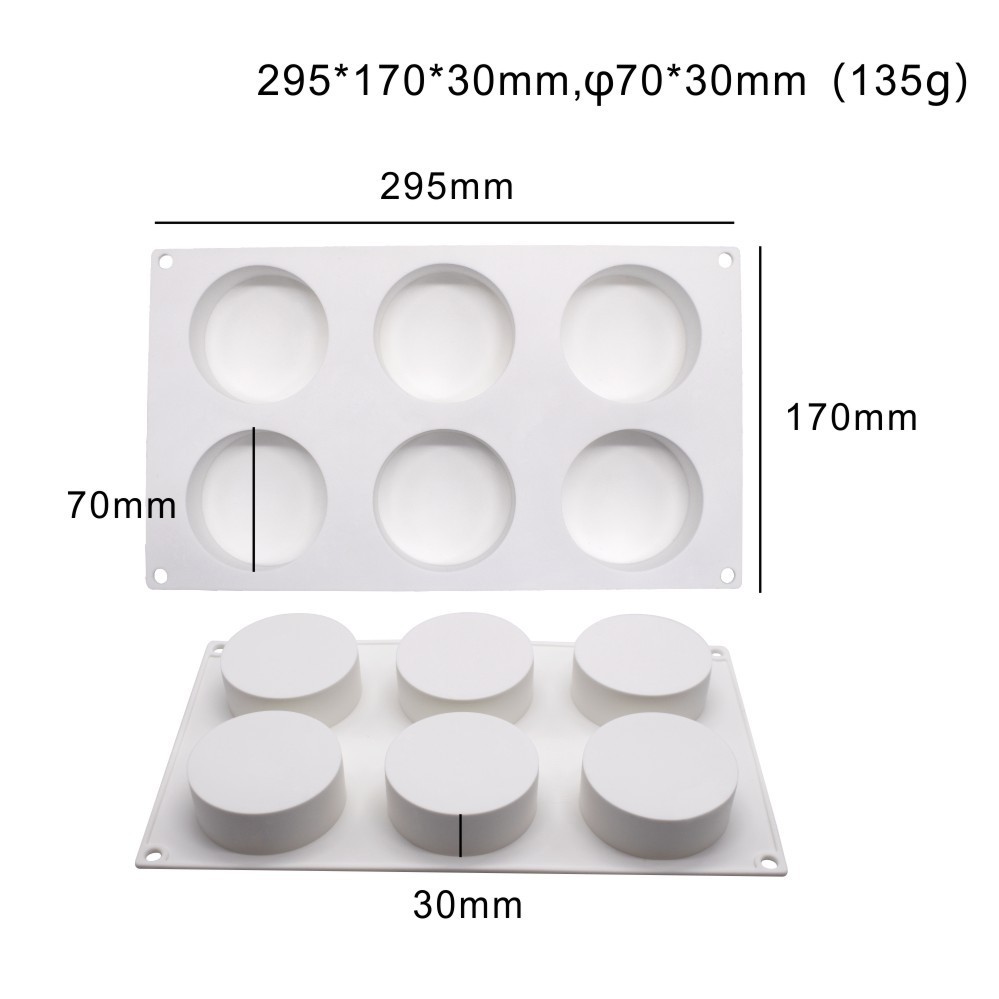 6 Khoang Phẳng Hình Trụ Khuôn Bánh Silicon Swear Mousse Món Tráng Miệng Khuôn Tự Làm Khuôn Nướng Bánh Xà Phòng Handmade Khuôn Nến Hương Liệu Thạch Cao Khuôn Nướng Khuôn Dụng Cụ