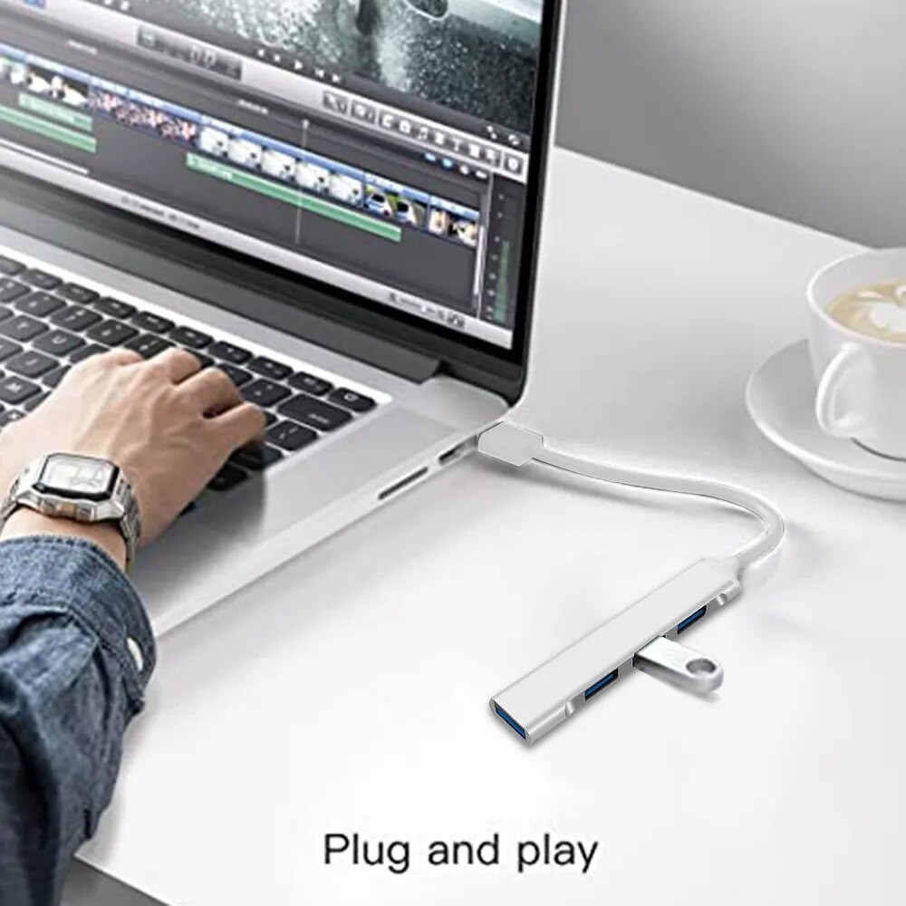 Hub USB Hub Dock Type C 3 trong 1 USB 3.0 4 Cổng Đa Bộ Chia Adapter OTG Cho USB 3.0 2.0 Cổng