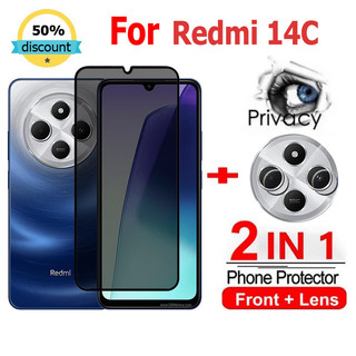 2 in 1 Kính cường lực Redmi 14C cường lực bảo vệ chống gián điệp bảo vệ màn hình phủ đầy đủ cho POCO C65 M6 X6 Pro Redmi 14C A3 A2 Plus 13C 12C Note 13 Pro Xiaomi 14 Ultra 14T Pro 5G Glass Film Camera Protecto
