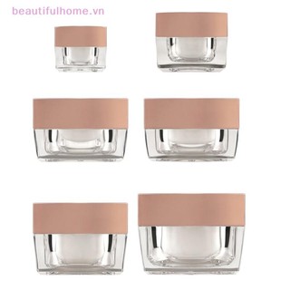 [Beautifulhome] Bình kem mặt rỗng vuông 5-50g Hộp đựng mỹ phẩm di động Chai mẫu Acrylic cho du lịch Thẩm mỹ viện Vật liệu đóng gói [làm đẹp]