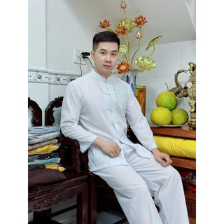 set đồ bộ nam màu trắng, pháp phục trắng cho nam