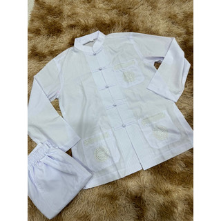 set đồ bộ nam màu trắng, pháp phục trắng cho nam