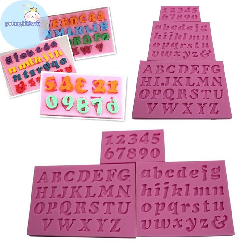 Pufangbliss 3 Cái Mới Chữ & Số Silicon Handmade Fondant Bánh Decoag DIY Khuôn VN
