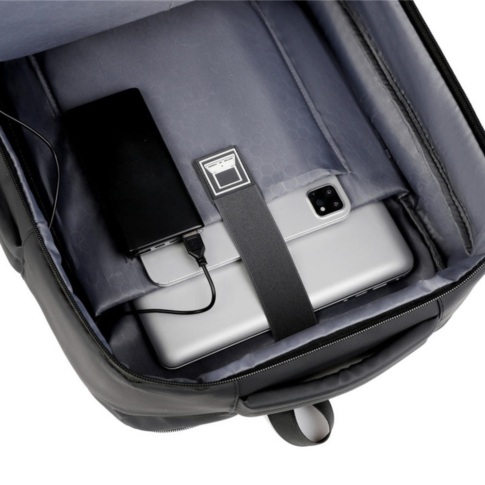 1 Ba lô du lịch có thể mở rộng, Ba lô nam công sở thông thường, có sạc USB, vải chống thấm nước, thích hợp để đi lại hàng ngày
