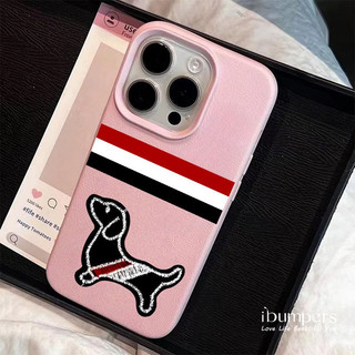 ibumpers Ốp Điện Thoại iPhone Hàn Quốc Hợp Thời Trang Dachshund Thêu Họa Tiết Cho IPhone 16 15 14 12 13 11 Pro Max IP 7 8 Plus X XS XR Ốp Lưng Mỏng Silicon Mềm Da Họa Tiết
