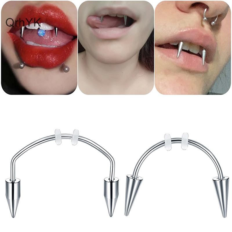 Nhà Máy Thời Trang 1 Thép Titan C Thanh Ma Cà Rồng Fangs Răng Môi Xuyên Punk Spiked Labret Tai Sụn Xuyên Bông Tai 2021 Xu Hướng Trang Sức QrhYK
