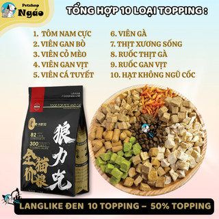 Hạt Cho Mèo LANGLIKE Đen Cao cấp - Siêu Topping, Đạm 40%, Hạt LANG LIKE Cho Mèo, Không Độn Ngũ Cốc
