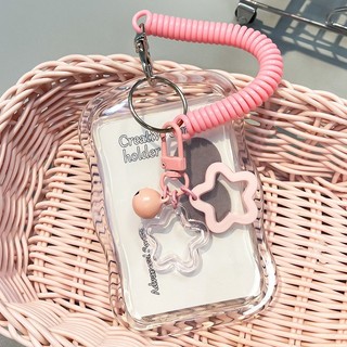 Giá đỡ Photocard bằng silicon mềm có móc khóa hình ngôi sao Vỏ trượt thẻ ID Vỏ bảo vệ