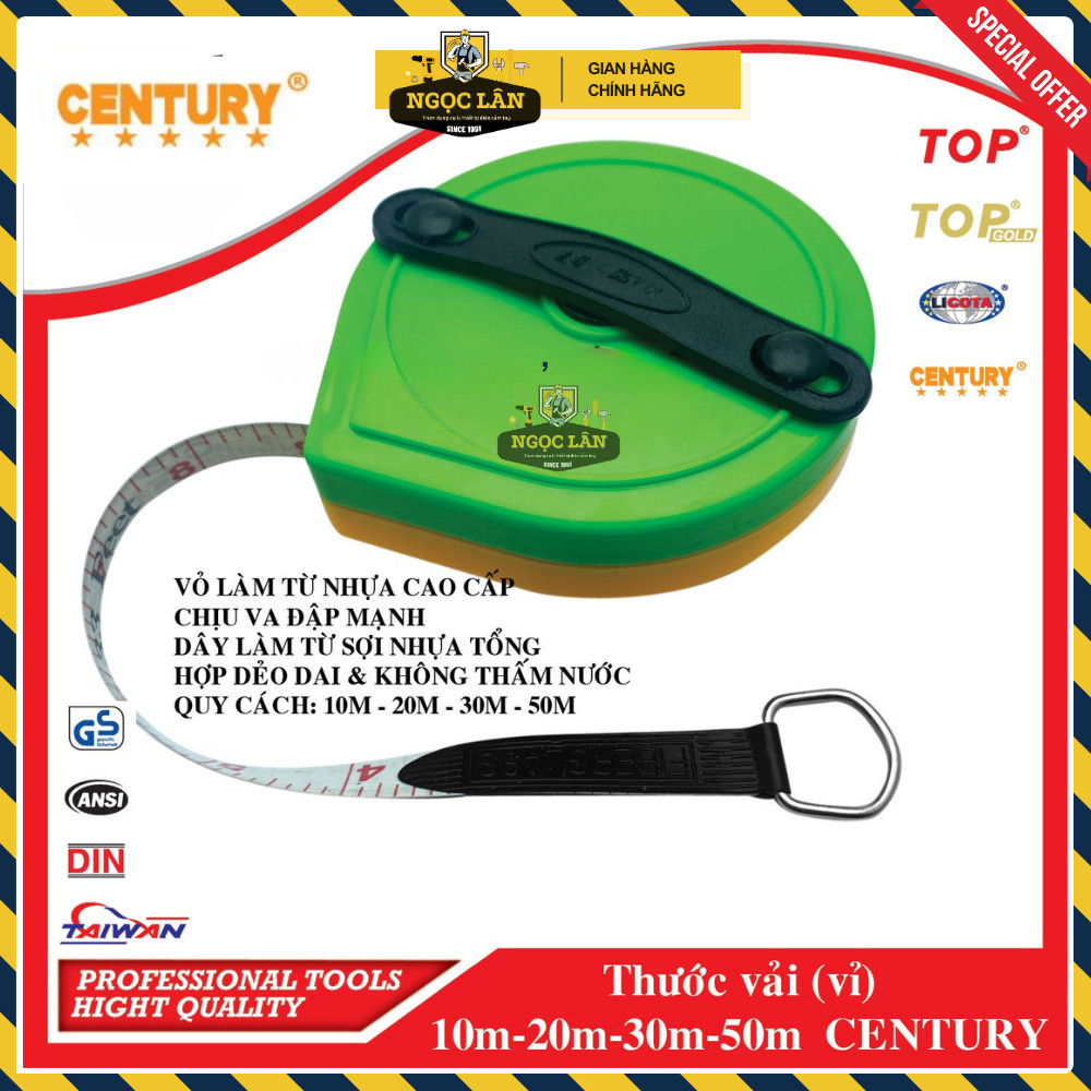 [Chính hãng] Thước vải cuộn, thước mét cuộn Century 10m, 20m, 30m, 50m đo đạc xây dựng, đất đai