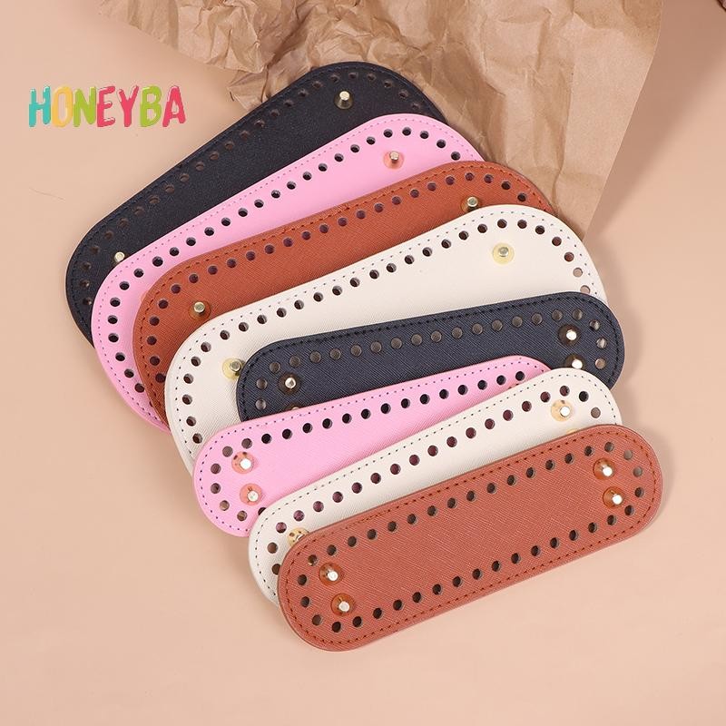 < Honeyba > 1 Đáy Dài Cho Túi Dệt Kim Da Đế Handmade Đáy Có Lỗ Túi Móc Tự Làm Phụ Kiện Đáy