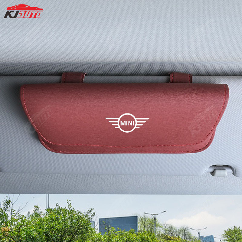 Hộp đựng kính da mini Tấm che nắng ô tô Thẻ / Hộp đựng vé Người tổ chức tài liệu Phụ kiện ô tô cho Mini Cooper Countryman Clubman Mini Cooper S One D F54 F56 F60 R56 R60