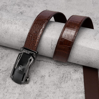 Thắt lưng da cá sấu thật, dây nịt nam Fttleather thắt lưng dây khấc khóa tự động tiện lợi DF94