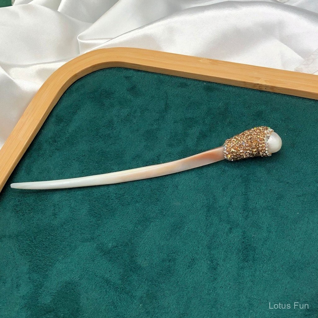Cá tính vỏ ngọc trai tự nhiên đính kim cương trâm cài tóc Vintage khí chất cổ tích tóc trang trí cổ điển tinh tế thời trang hiện đại đơn giản búi tóc