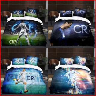 G13 Cristiano Ronaldo Bộ chăn ga gối 3in1 Ga trải giường Vỏ chăn phòng ngủ Có thể giặt thoải mái Bộ đồ gia đình G13