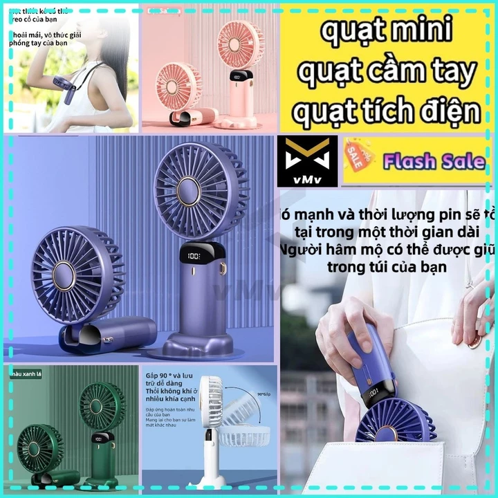 ✨ vMv ✨ Quạt Mini Quạt Cầm Quạt Tích Điện Quạt Mini Cầm Tay Quạt Để Bàn Dung Sạc Nhanh Sạc Nhanh